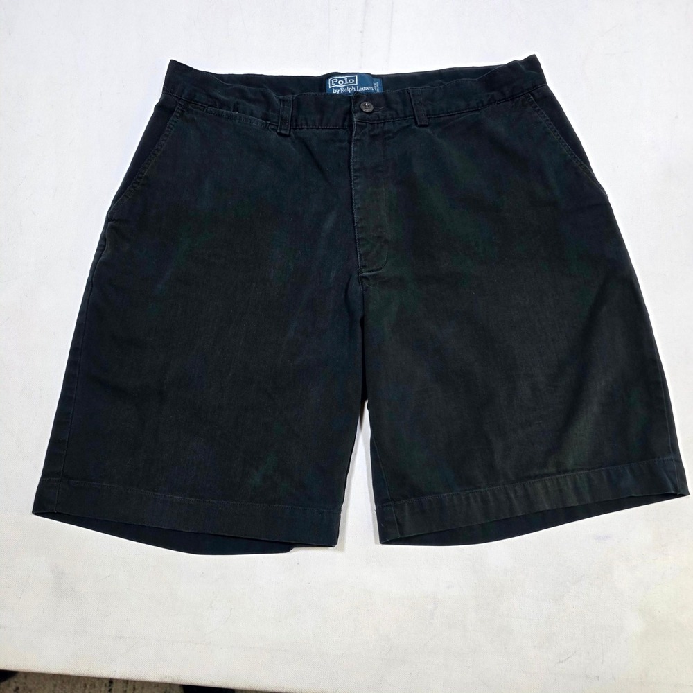 Polo Ralph Lauren Prospect Short Mens 34 Black Classic Chino Twill Flat Front